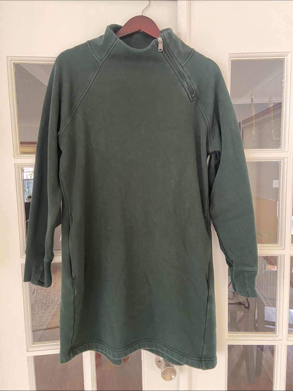 Athleta Cozy Karma Green Seaweed Snack Sweatshirt Dress